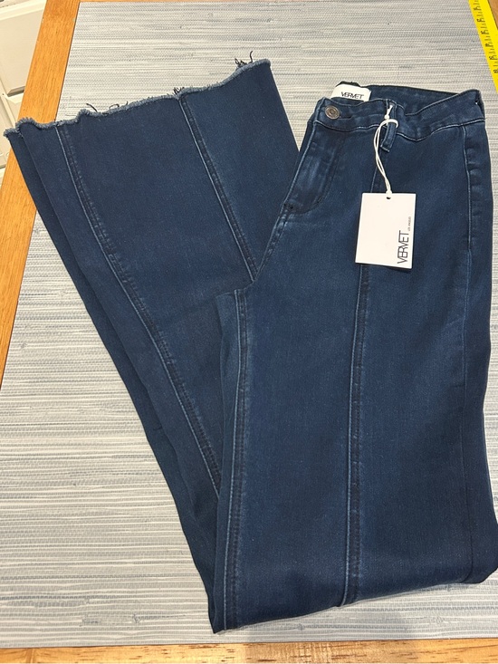 Vervet Denim - NWT Vervet Selena Super High-Rise Flare Jeans Dark Wash Raw Hem Sz 27 V2449